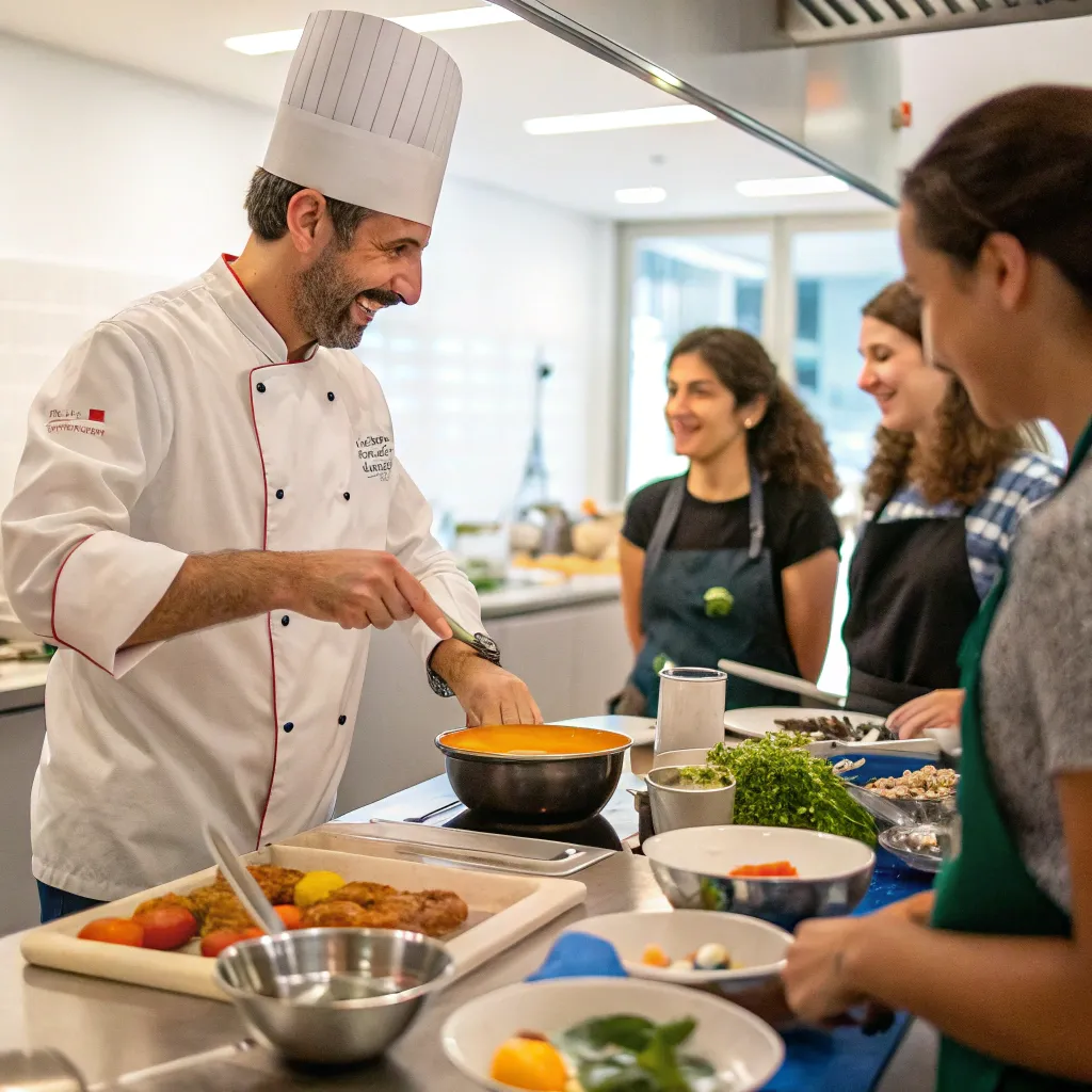 Chef teaching a cooking class